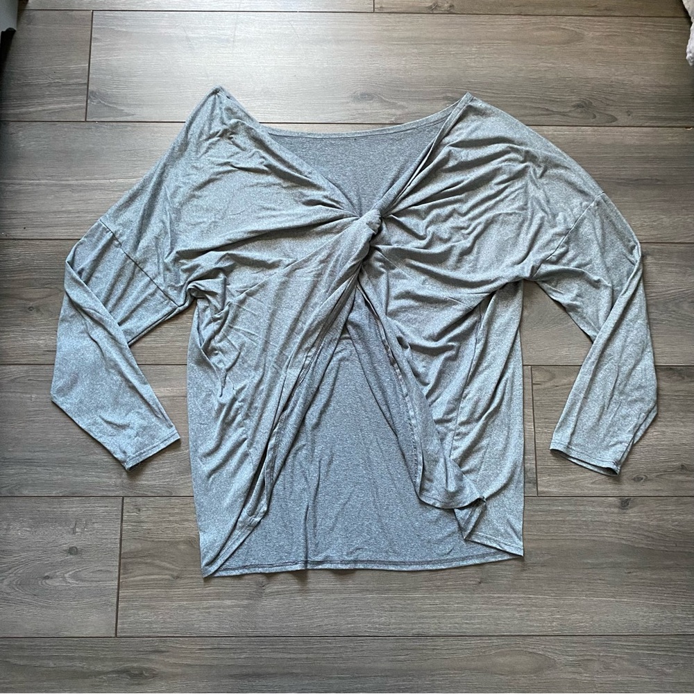 Fashion Nova Grey Open Cross Back Top